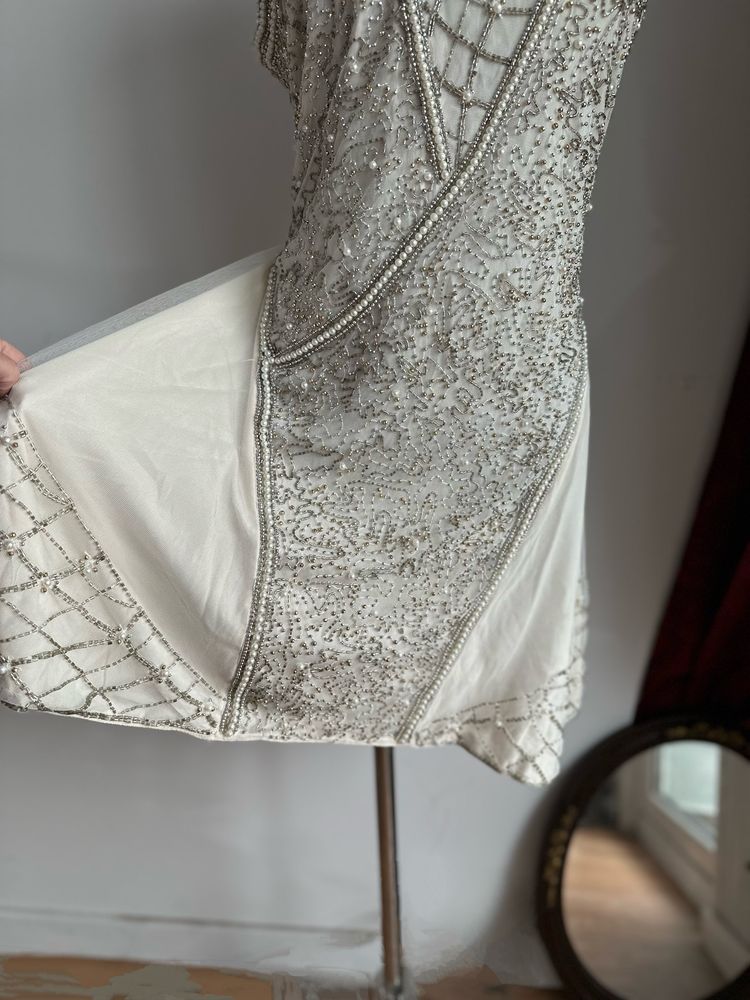 Asos luxe cekinowa sukienka mini zdobiona 40 L 42 xl m 38  księżniczka