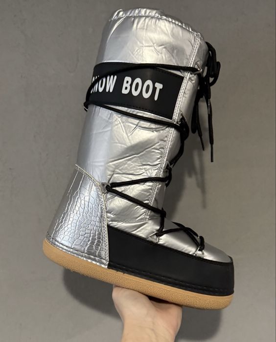 Srebrne śniegowce, śniegowce damskie, kozaki, 35/36