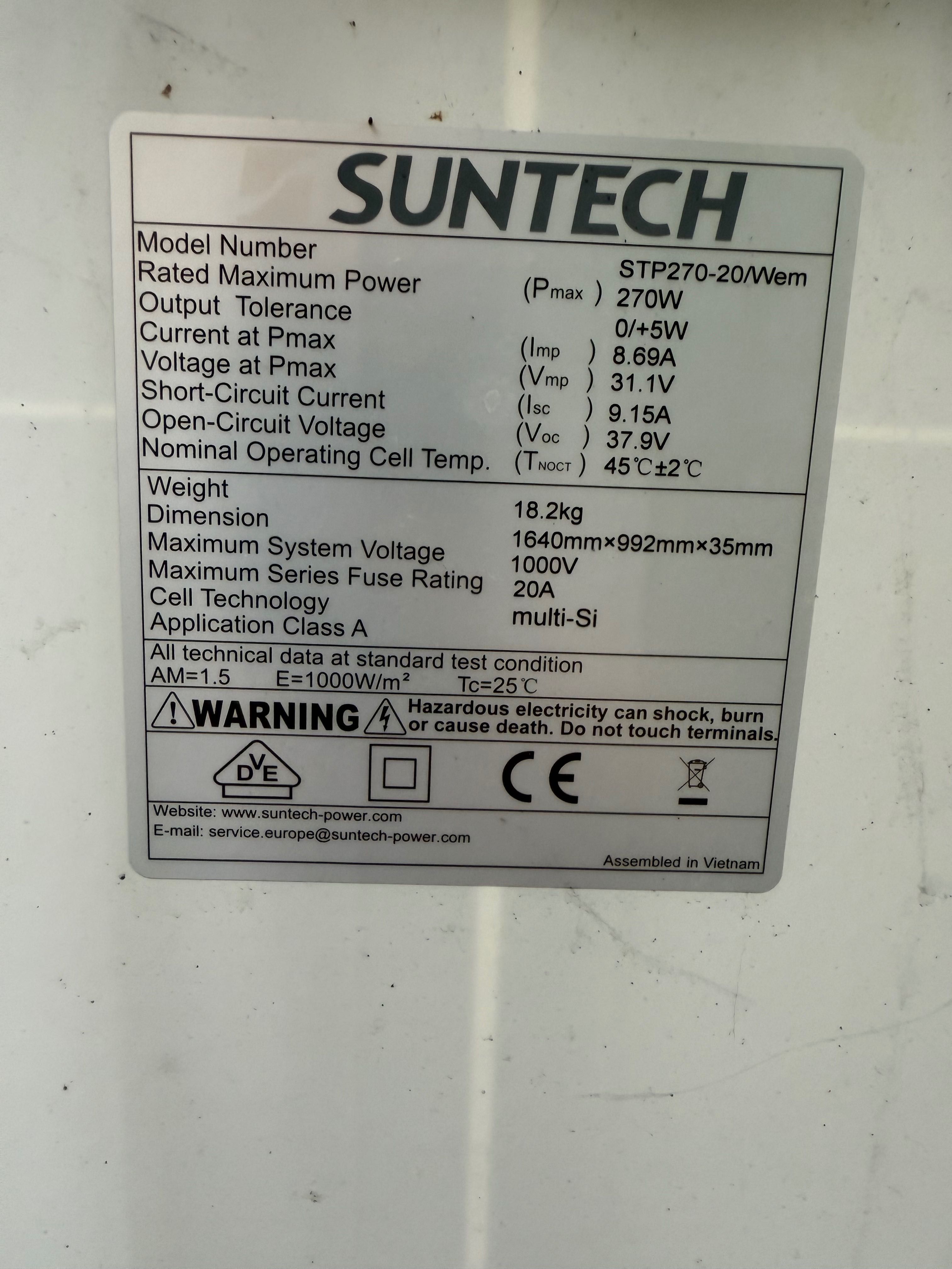 Panele Fotowoltaiczne 42 szt. z demontażu 270W (rezerwacja)