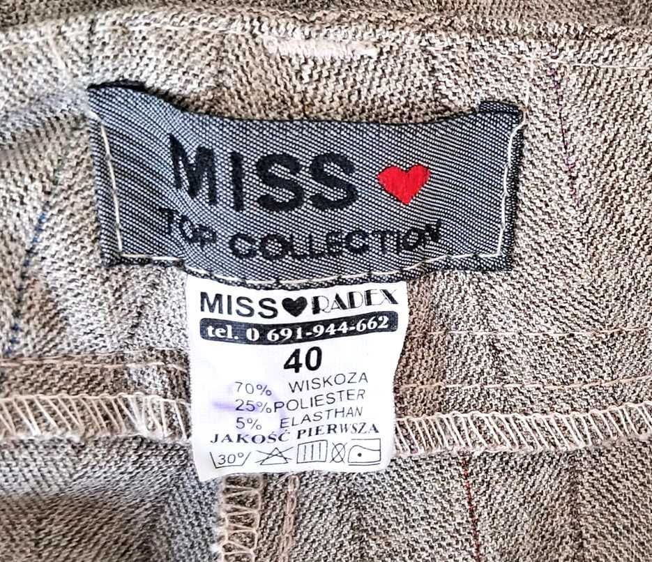 Beżowe spodnie w paski dzwony retro vintage M/S wysoki stan viscose