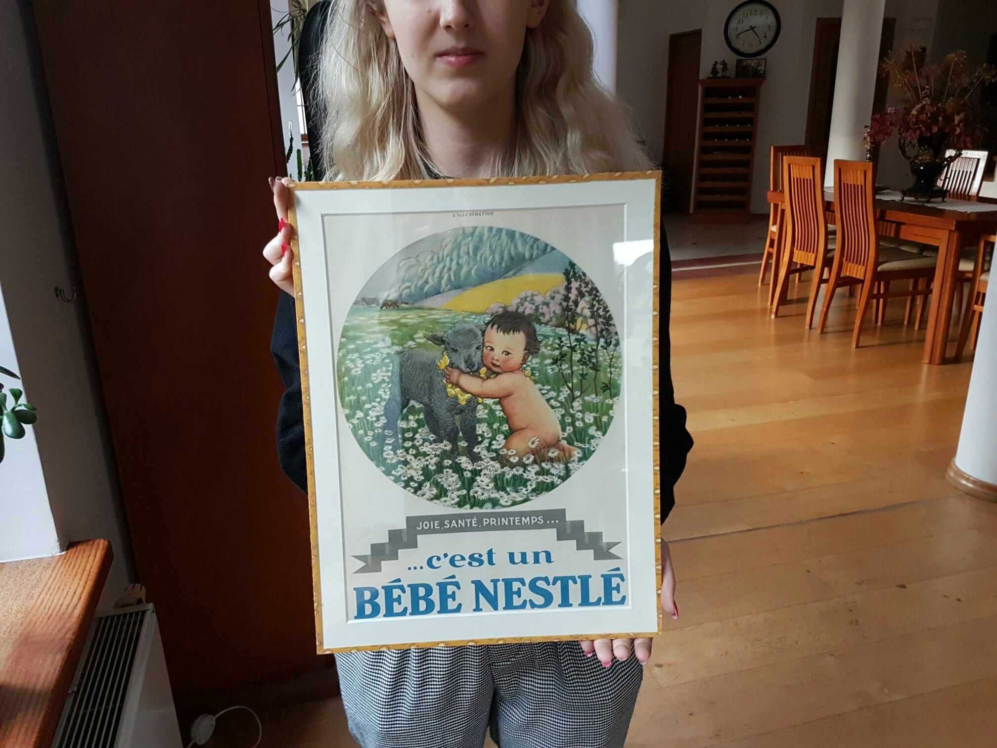 Obraz PLAKAT francuski reklama dla dzieci BEBE NESTLE  antyrama 30x40