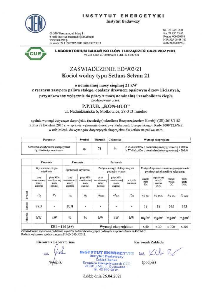 Kocioł, piec SETLANS Selvan 21 kW - tradycyjny / zasypowy