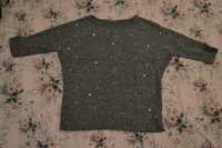 Szara grafitowa bluzka z perełkami nietoperzowa Orsay sweter 36 S