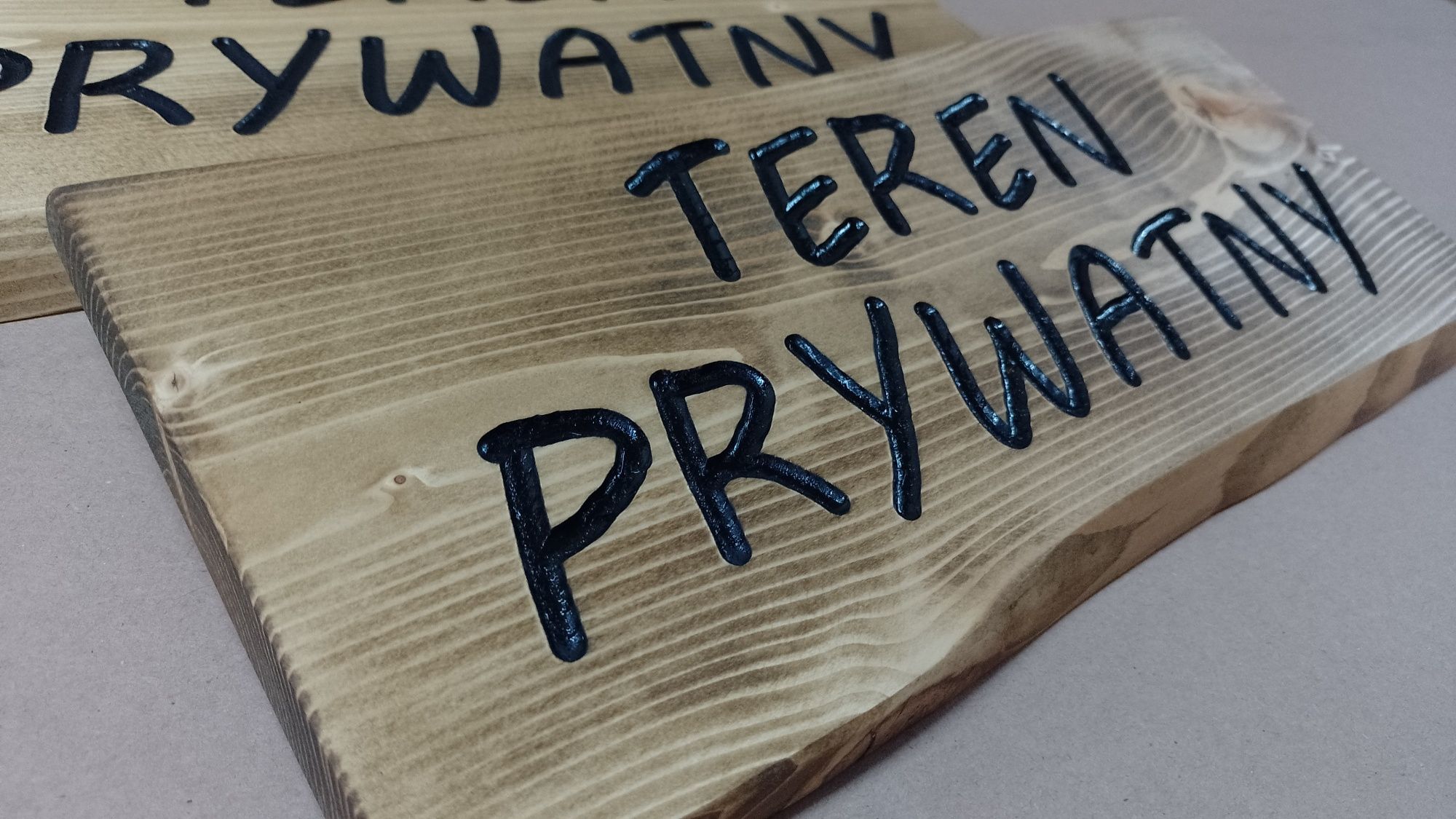 TEREN PRYWATNY szyld drewniany tabliczka informacyjna znak deska grawe