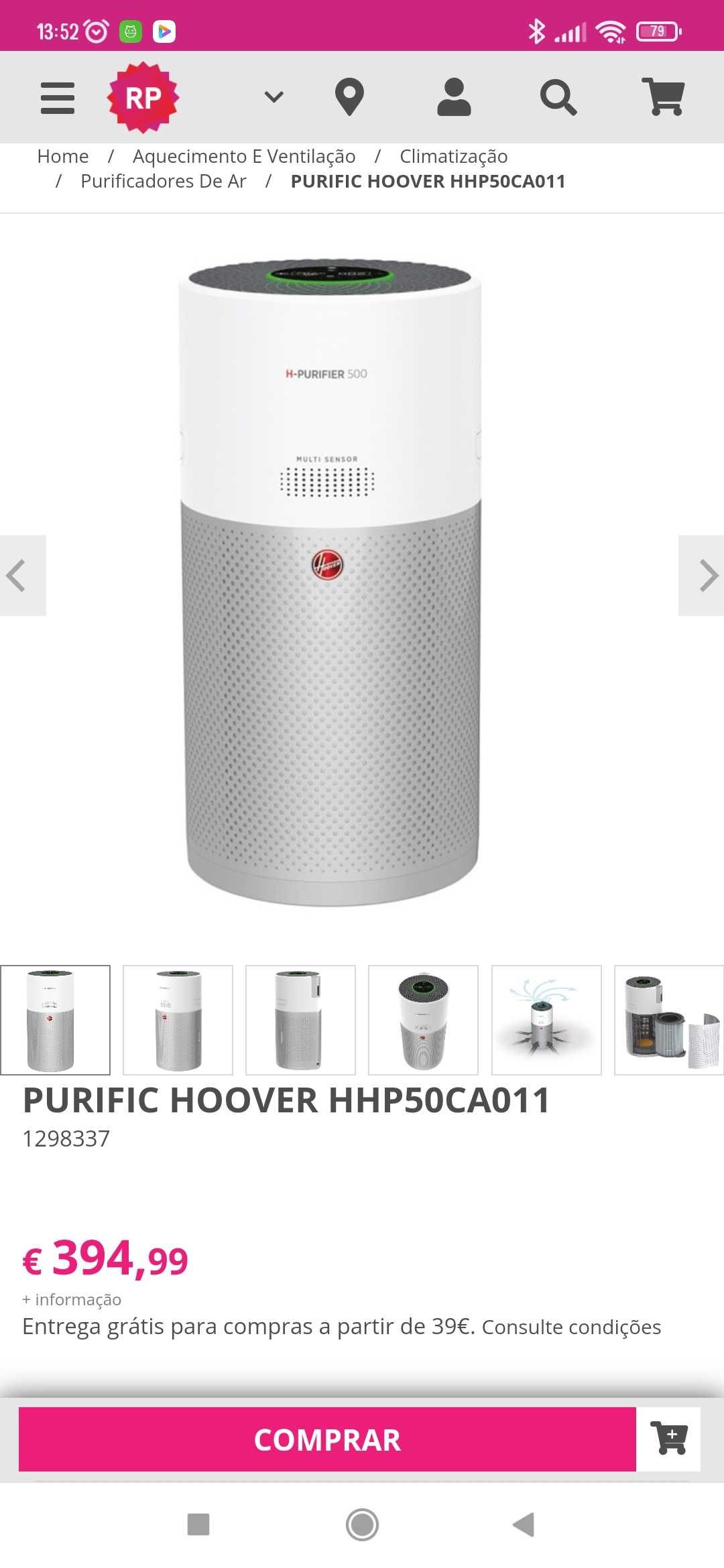 Purificador de ar Hoover H-Purifier 500