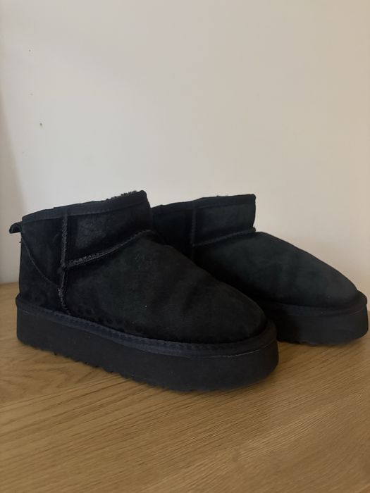 Уги | Uggs - чорні замшеві уггі на платформі - 38 розмір