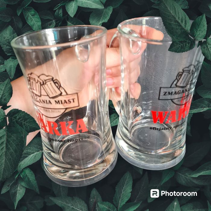 Kufel pokal do piwa komplet 2 sztuki Warka 250 ml