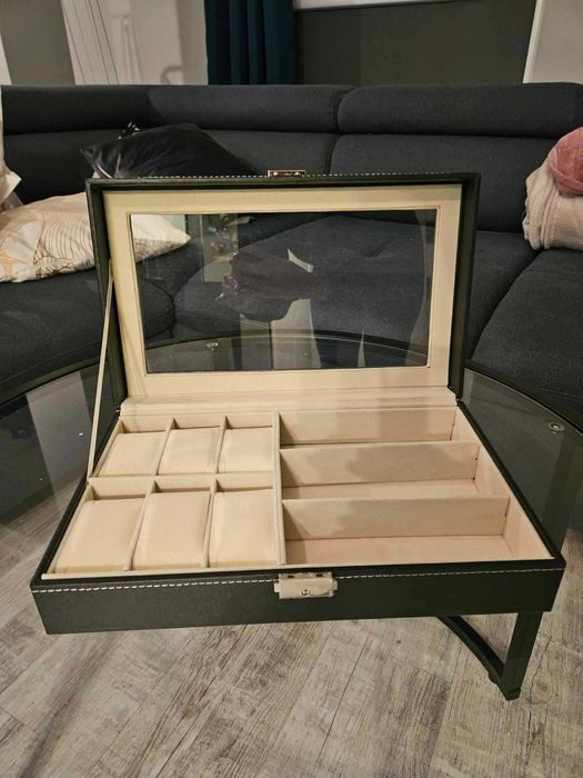 Kuferek szkatułka etui pudełko organizer na zegarki i okulary
