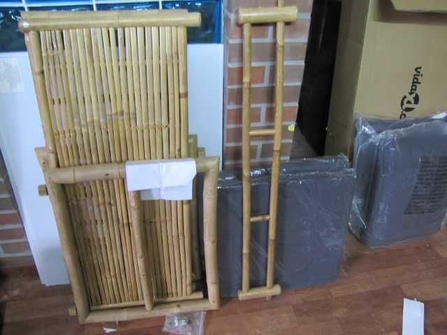 Ławka Ogrodowa 2 osobowa sofa Bambus z poduszkami na siedzisko VIDA