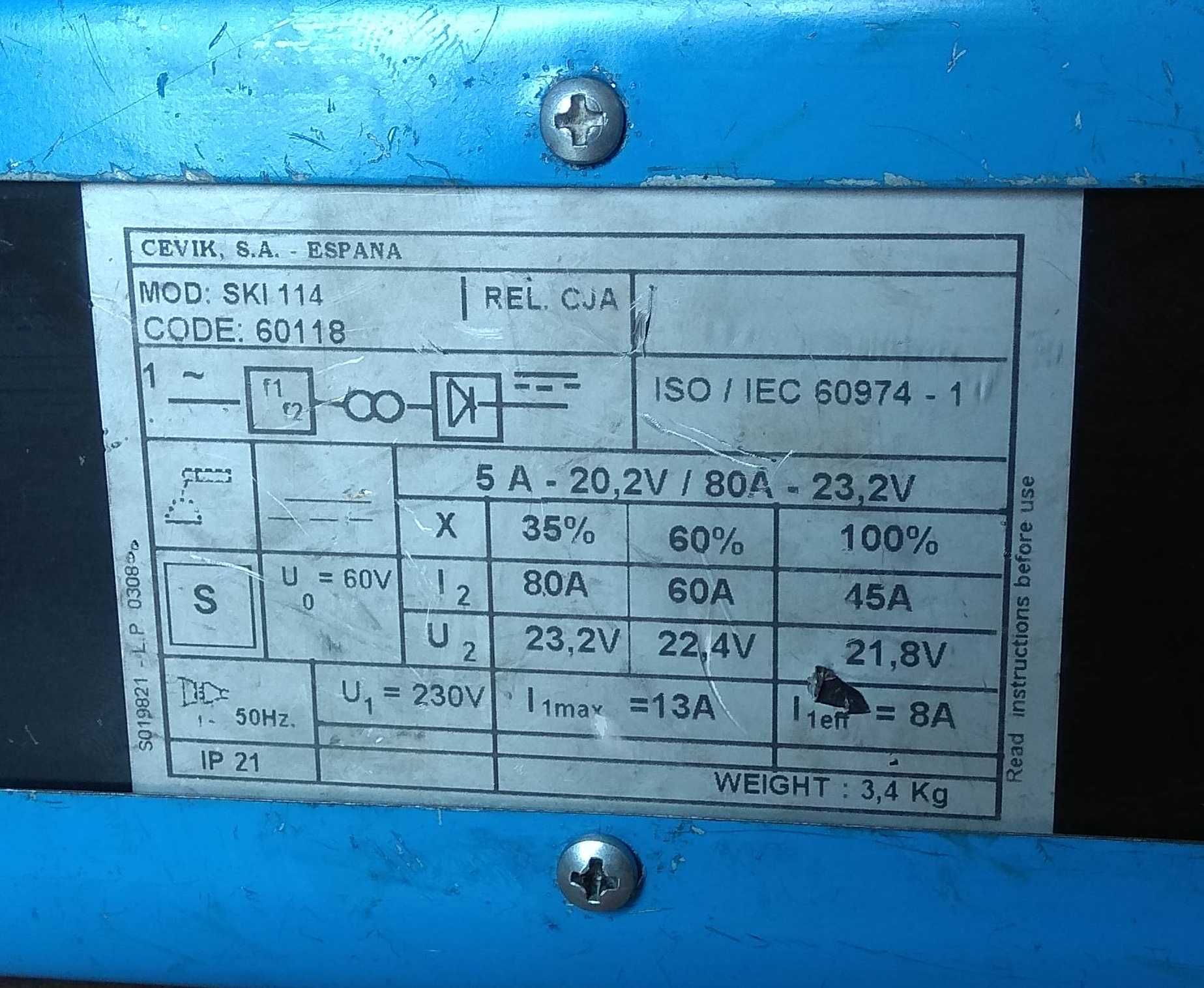 Не рабочий! Сварочный инвертор Cevik SKI 114 80А Испания