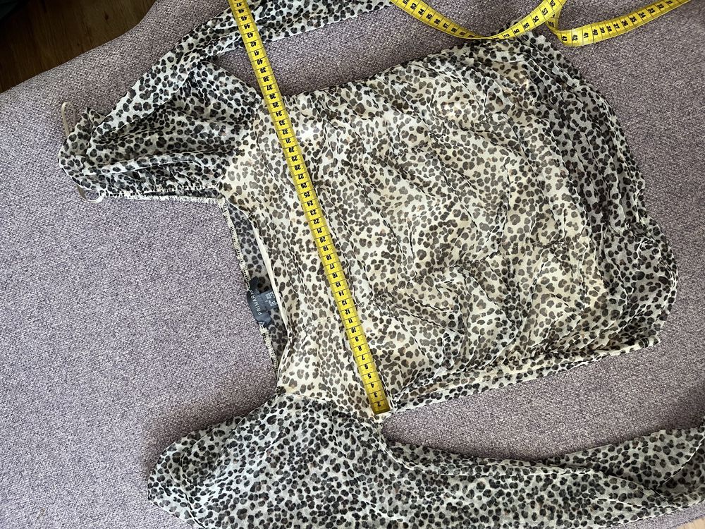 Primark bluzka siateczka panterka tiul długi rękaw
