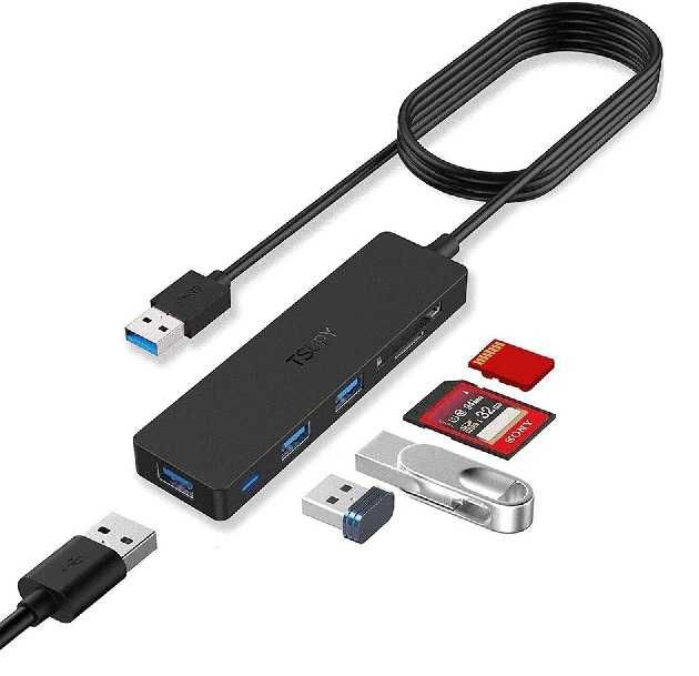 Hub USB 3.0 cartões SD e Micro SD com cabo de 1,2 m