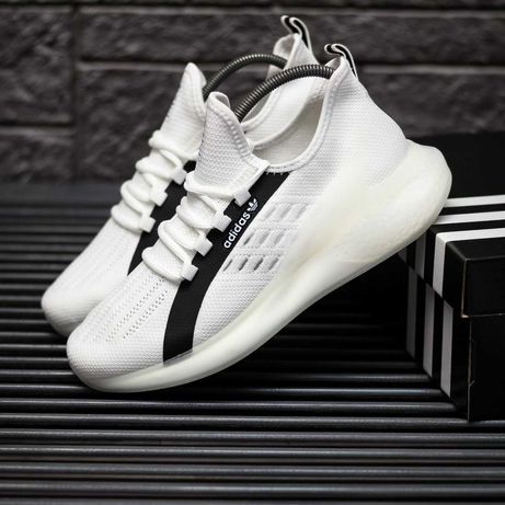 ТОП Літні чоловічі кросівки Adidas ZX білі сітка текстильні білого