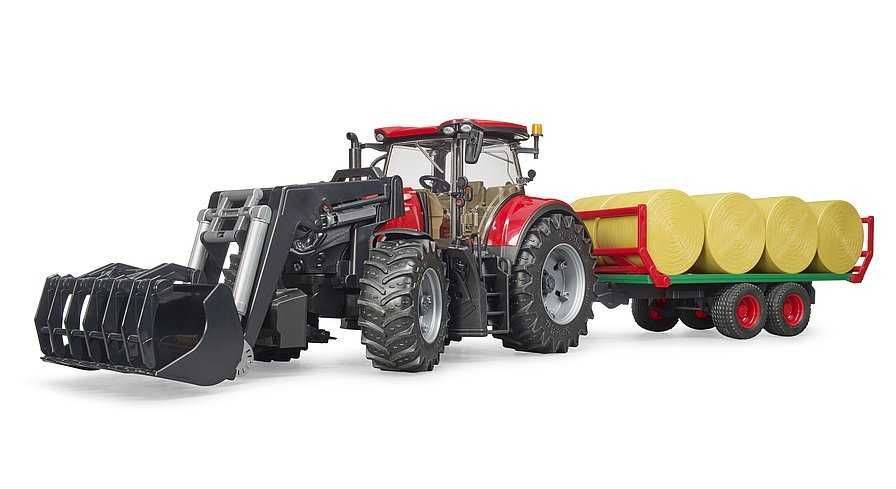 Машинка-трактор Case IH Optum 300CVX с прицепом для тюков ,03198