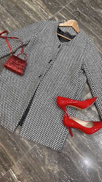 Amisu płaszcz pepitka 38/M jesień