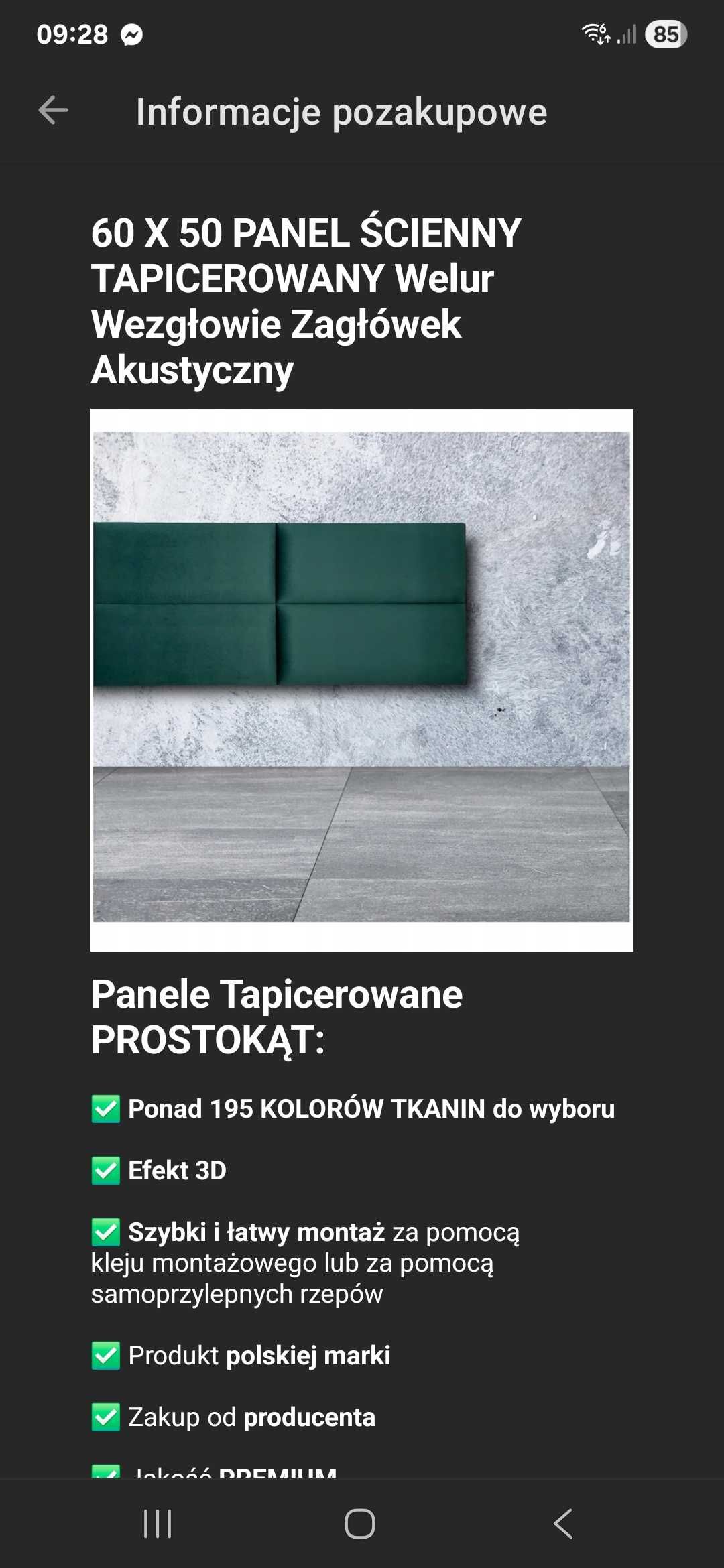 Panele tapicerowane turkus