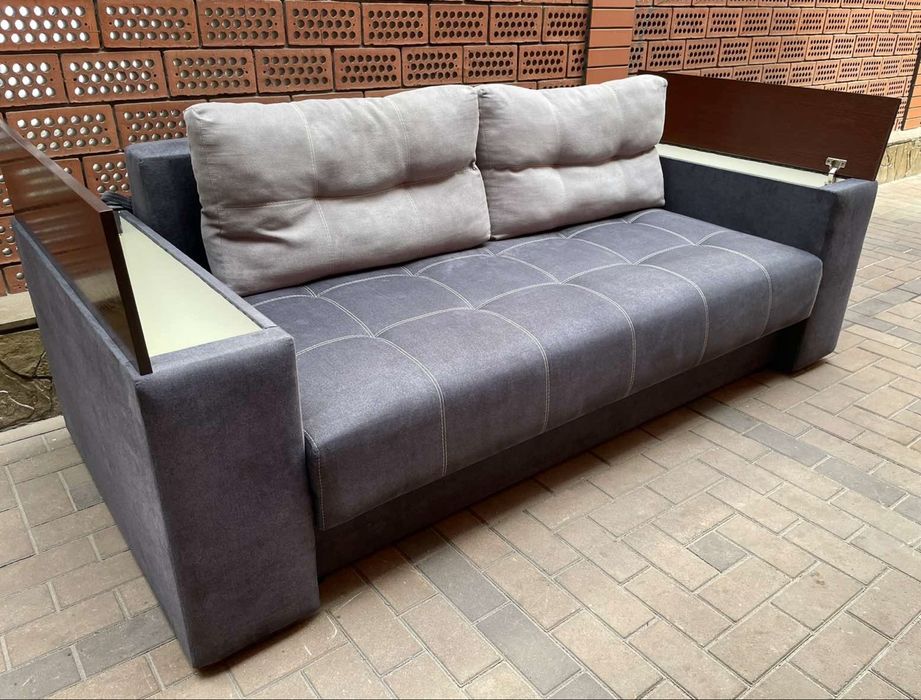 Сучасний диван з підлокітниками-тумбами з ВЕЛИЧЕЗНИМ сп.містцем 162см