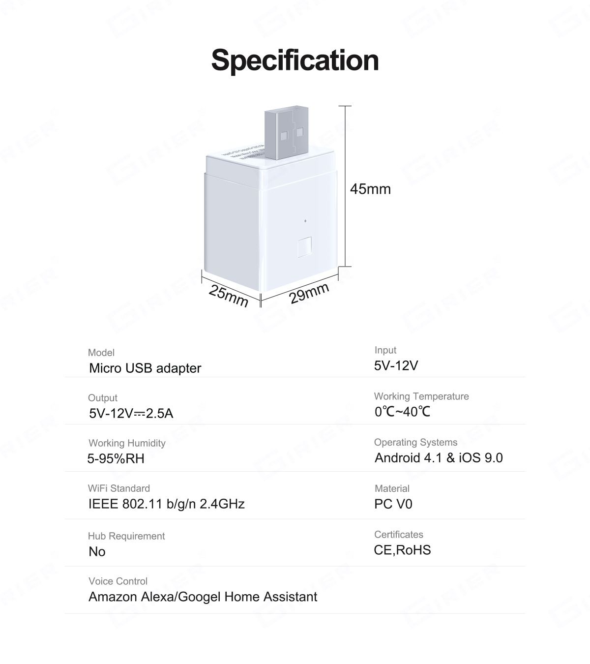 Умный Wi-Fi USB адаптер питания выключатель GIRIER