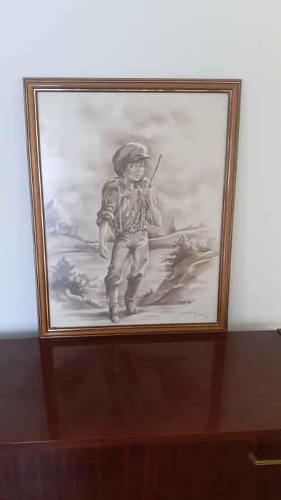 Quadro com moldura antiga 53x67cm