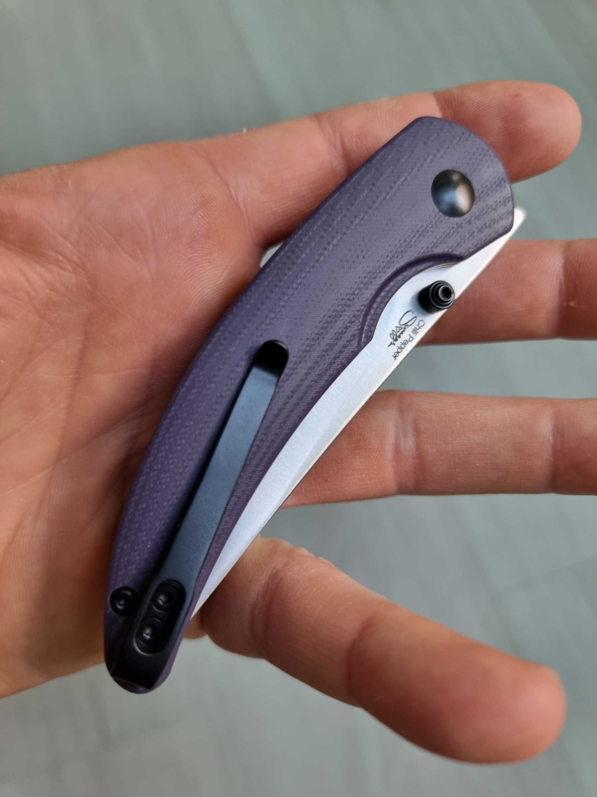 Kizer Chili Pepper 3" Button Lock Purple G-10