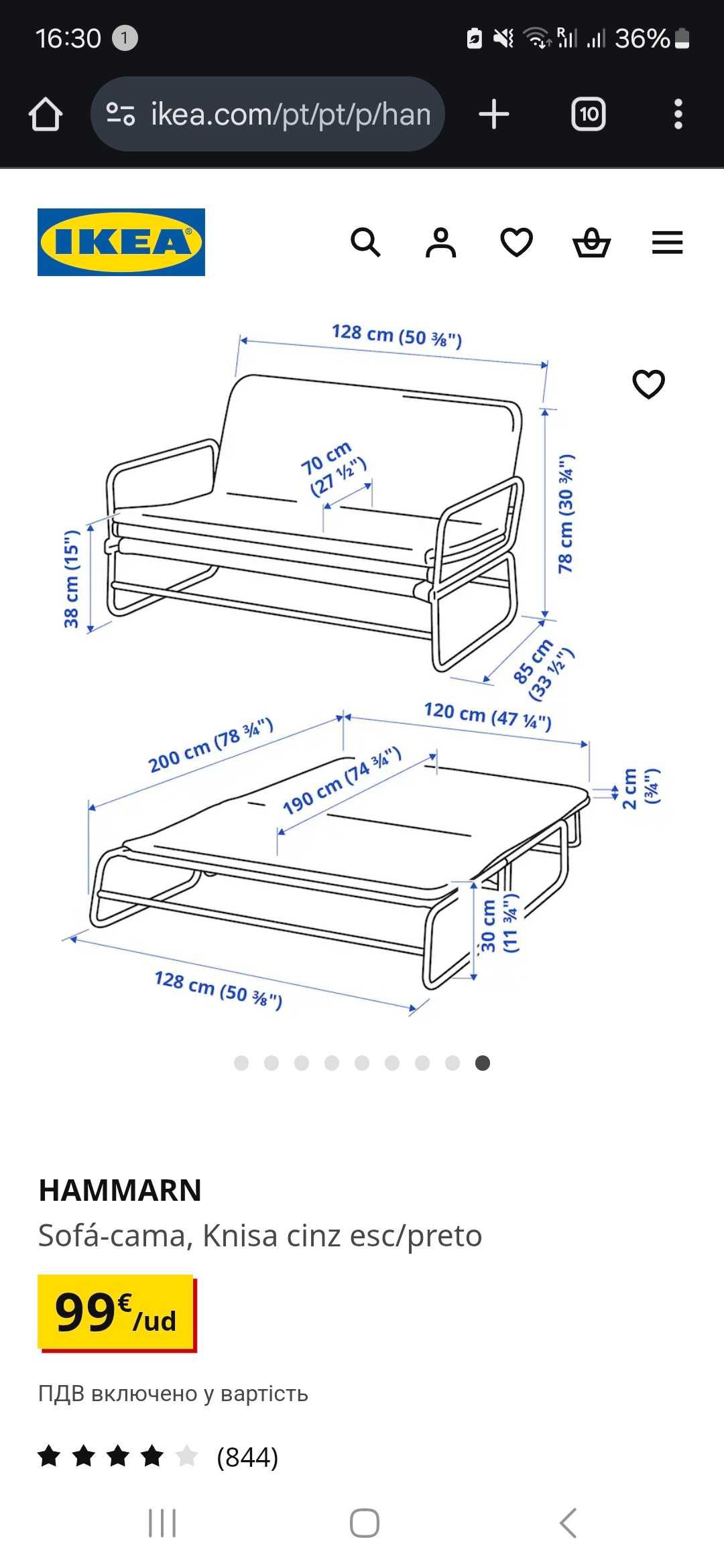 Urgentemente!! Preço reduzido!!! Vendo sofá cama Hammarn