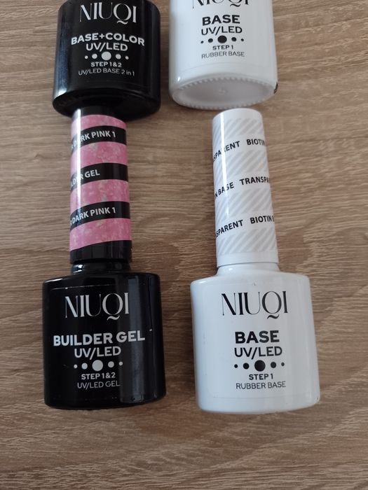 Nowe Niuqi Builder Gel+ Niuqi Base z dodatkiem biotyny + Niuqi Base i