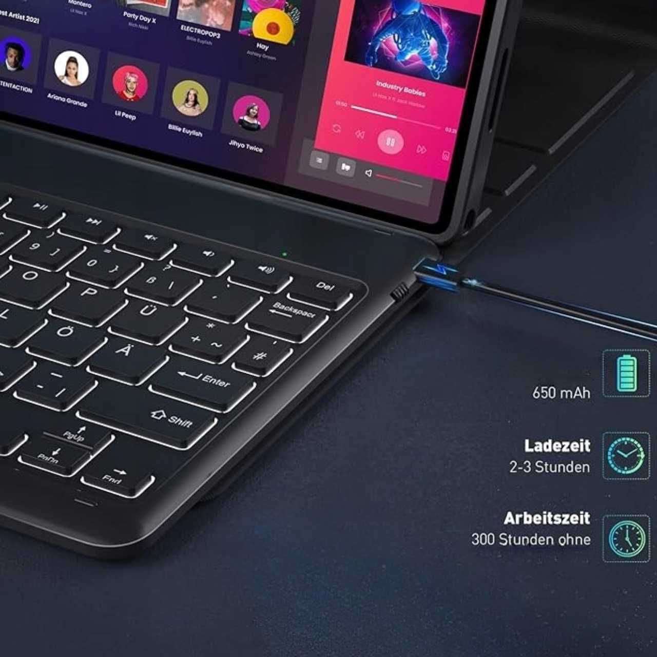 DoohowCase etui klawiatura LED RGB bluetooth do Lenovo Tab M10 HD 2gen