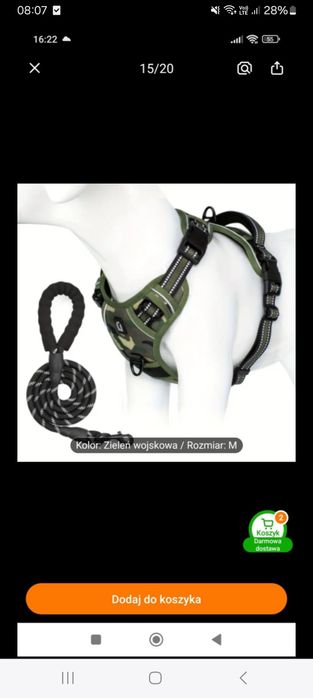 Szelki dla psa rozmiar M