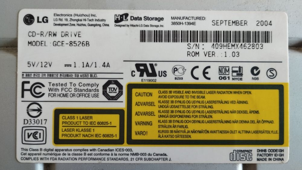 Drive gravadora de CD-R/RW da LG