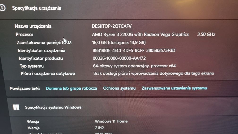 Mini PC Komputer itx do gier Ryzen 3 Asus Prime SSD M.2 Radeon RX Vega