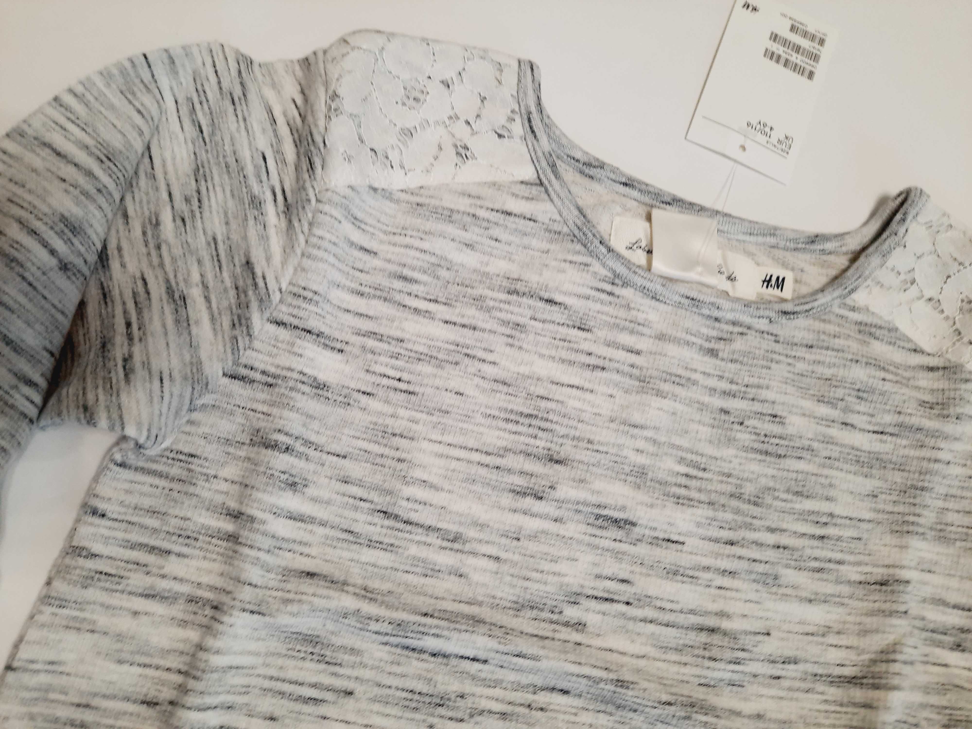 Bluza bluzka bluzeczka z koronką z dzianiny dresowej H&M roz 10-116