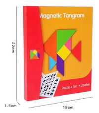 Tangram Drewniane Puzzle Geometryczne Figury Karty Gra Logiczna