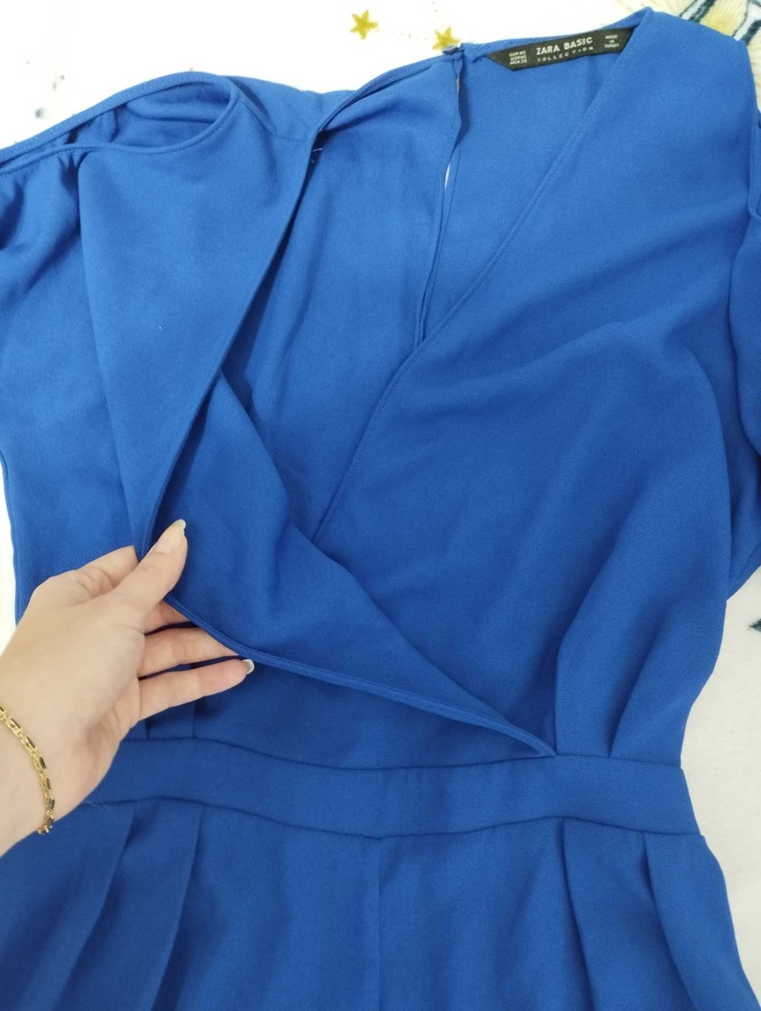 Elegancki kombinezon krótki rękaw Zara rozmiar xs królewski niebieski