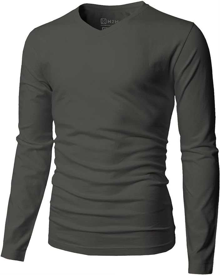 Casual Slim Fit Long Sleeve T-Shirts Soft Lightweight V-Neck/Crew-Neck