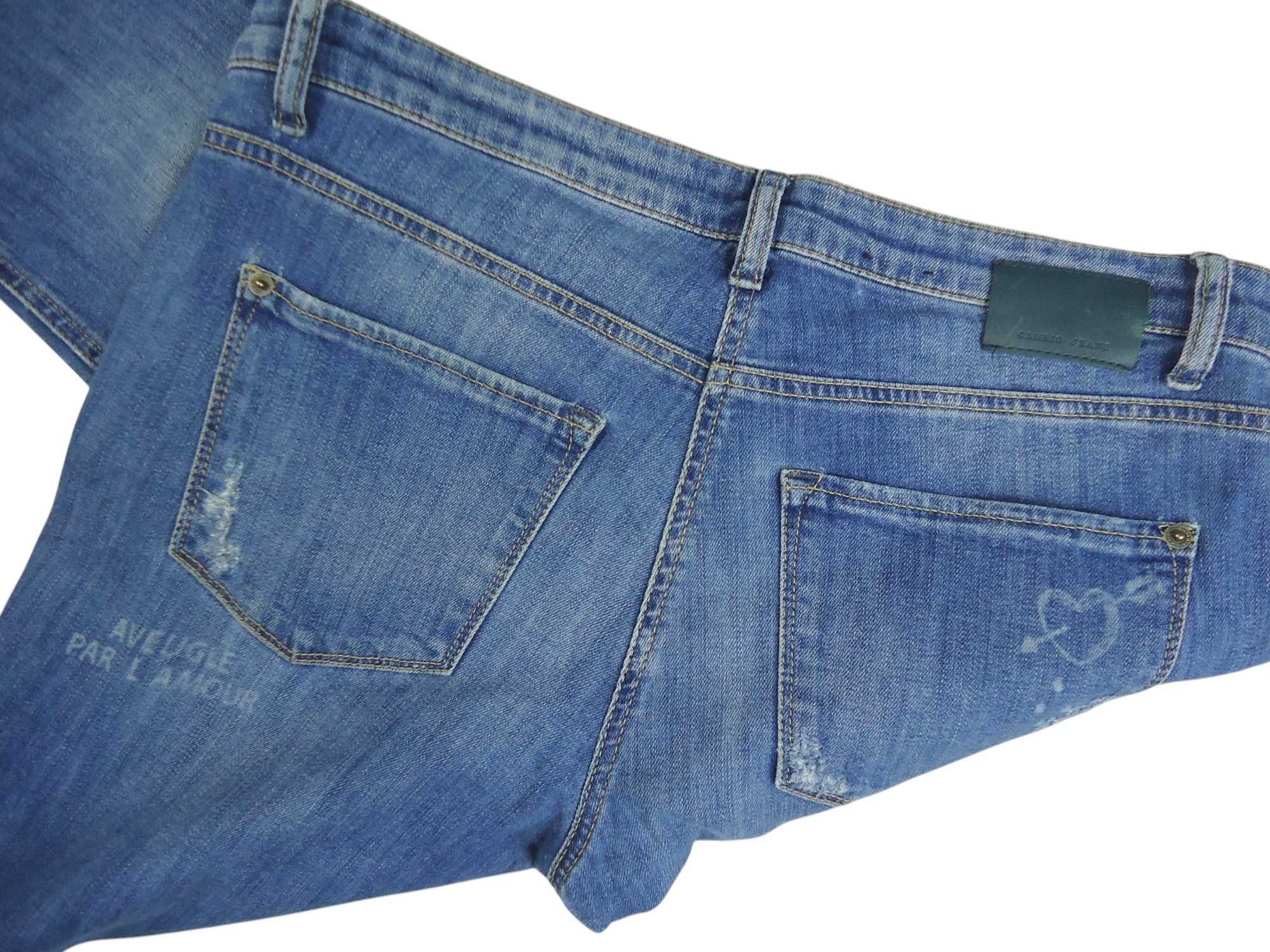 CAMBIO spodnie jeansy rurki SKINNY przetarcia naszywki 42