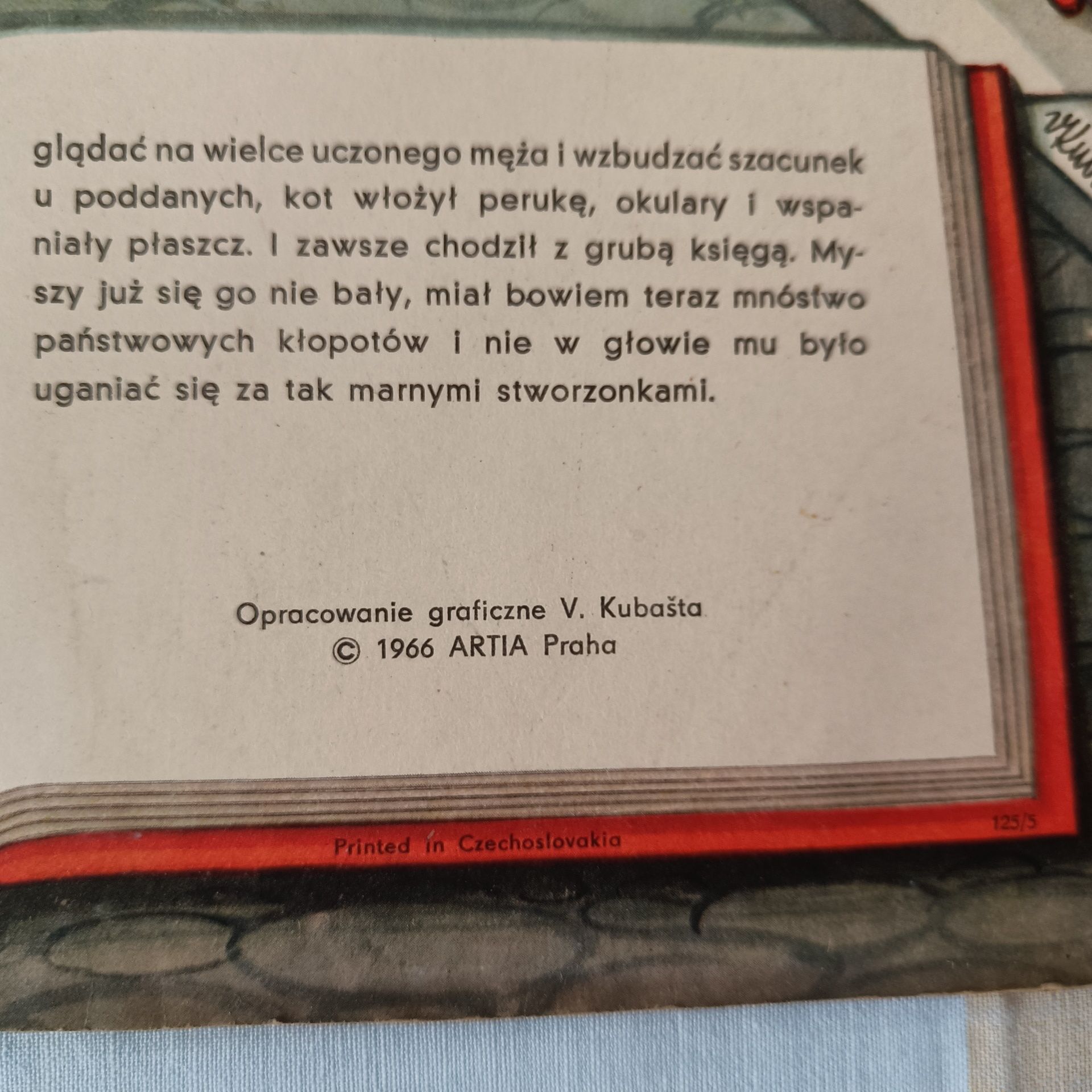 Książka rozkładana przestrzenna "Kot w butach" V.Kubasta 1966r.