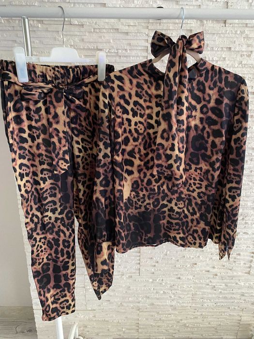 CHICACA komplet perfect koszula kokarda spodnie wiązane Animal S-M