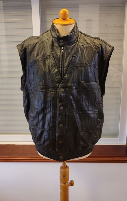 Casaco/Caveada de motard em pele preto - Tamanho XXXL