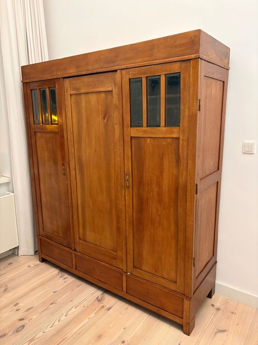 Odrestaurowana szafa drewniana 3-drzwiowa + szuflady 176 x 58 x 202 cm
