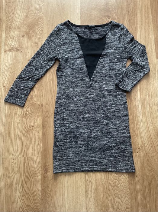 Szaro-czarna tunika, długi sweter, tally weijl, xxs
