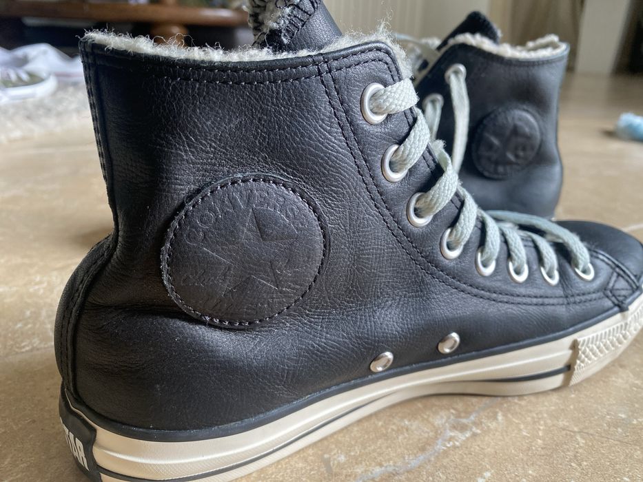 Converse ocieplane czarne skóra 39