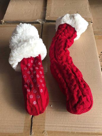 Теплые Носки - тапочки антискользящие Huggle Slipper Socks Синие/Красн