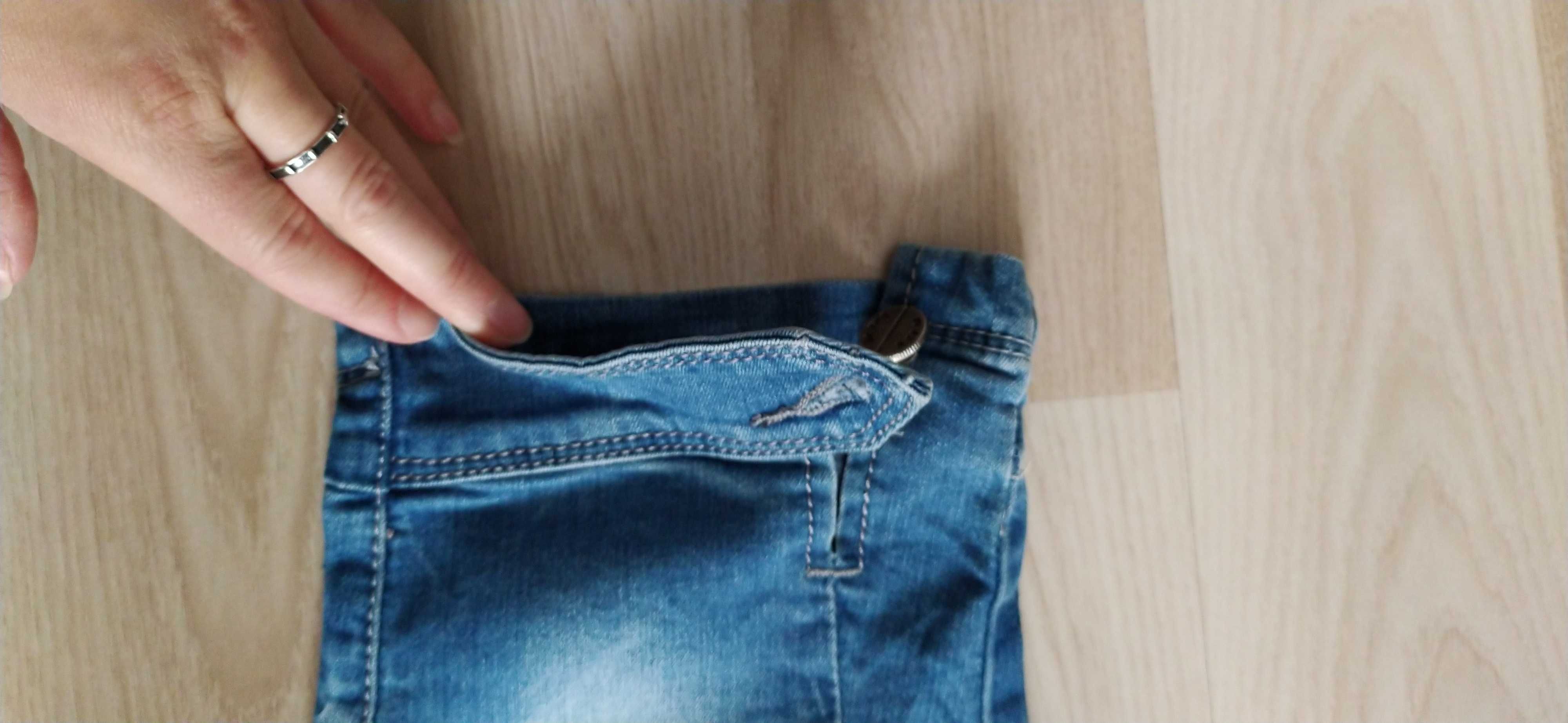 Krótkie spodenki jeans do kolana damskie modne rozdarcia 34