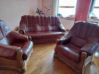 Sofa skórzana +dwa fotele