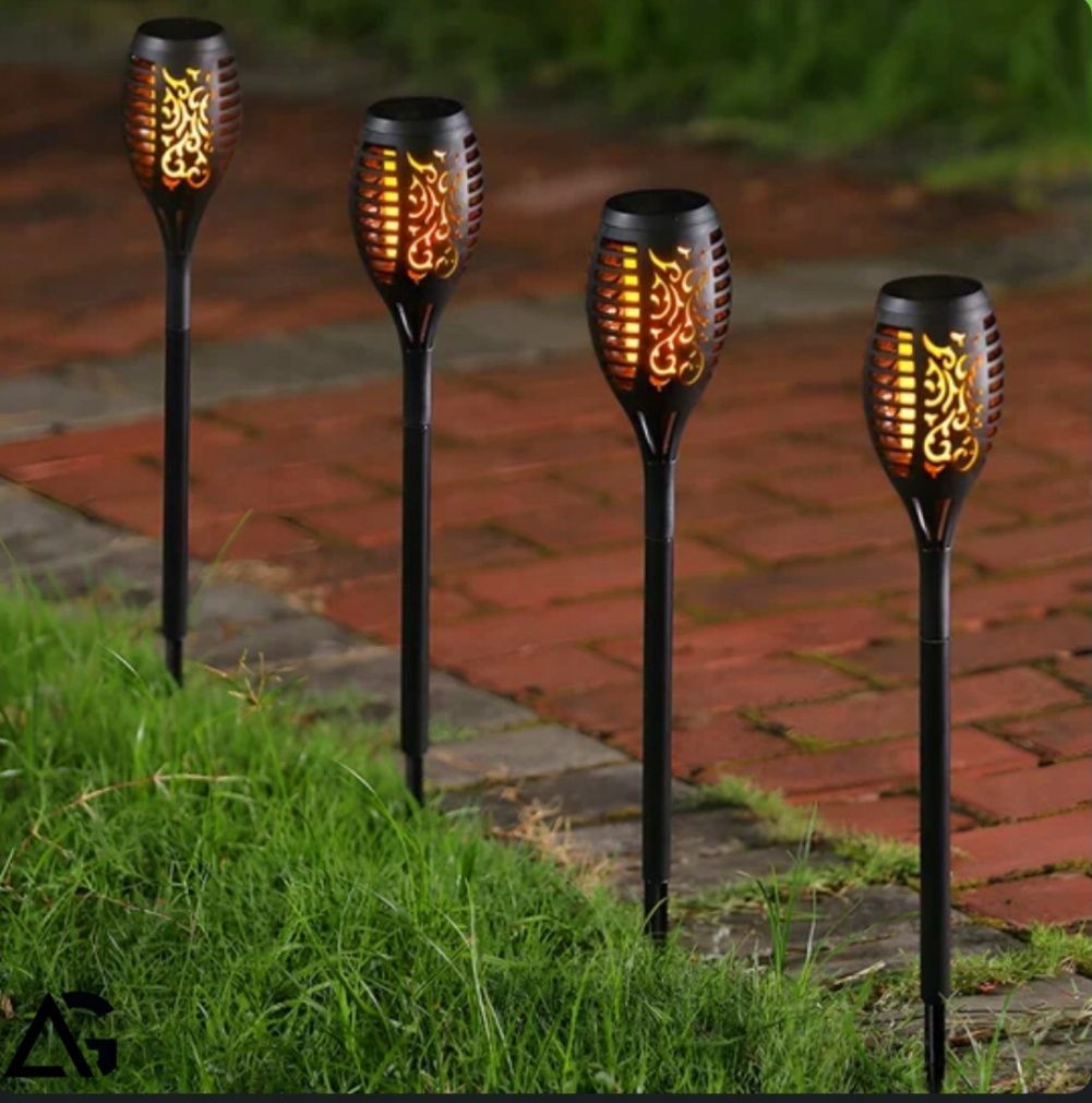 Lampa Solarna Ogrodowa Led Pochodnia Latarnia Efekt Płomienia Wbijana