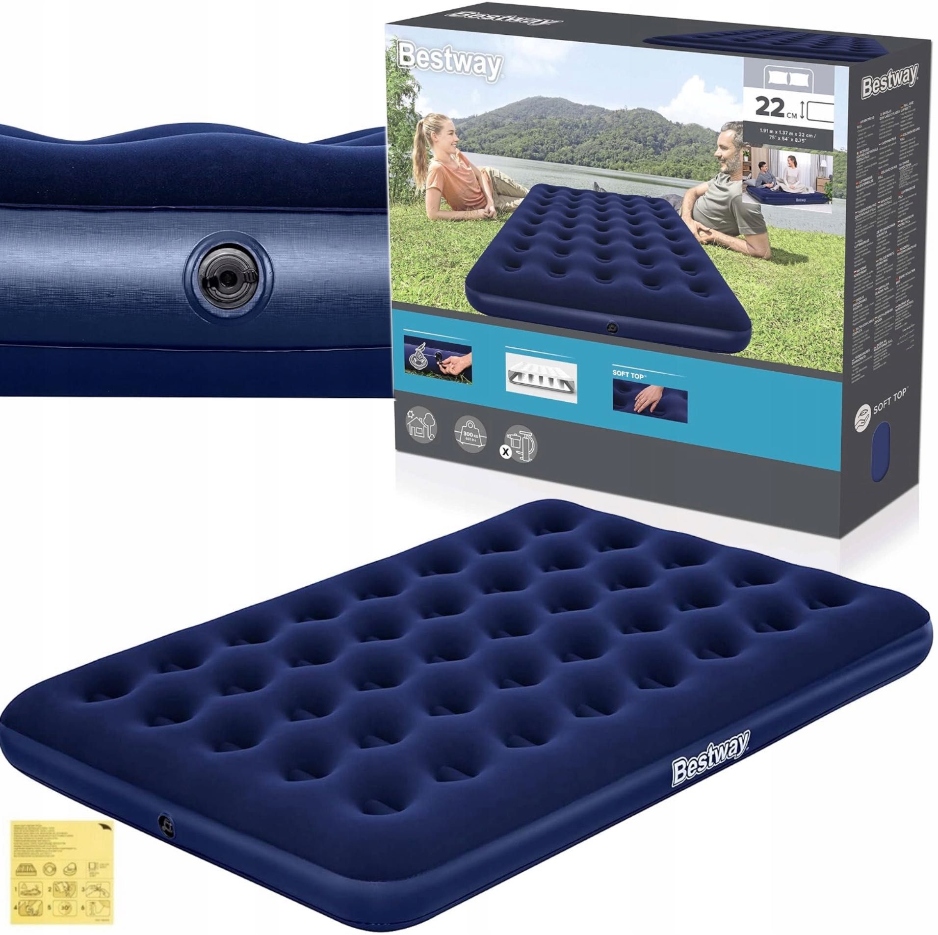 BESTWAY materac dmuchany 2-osobowy do spania 191x137x22