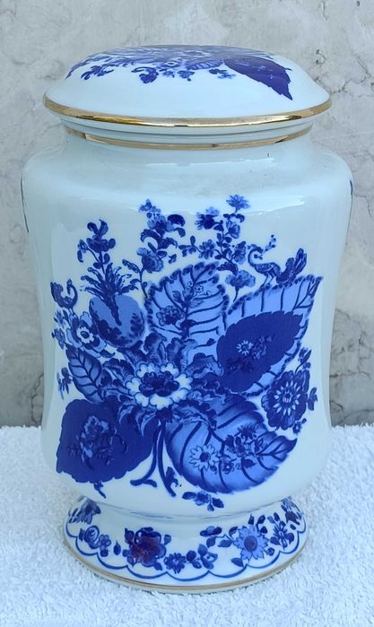 Boleia caixa alta porcelana decoração flores azuis Vidal Arte