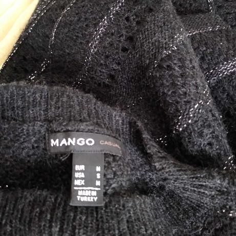 Sweter Mango S/ M czarny srebrna nitka