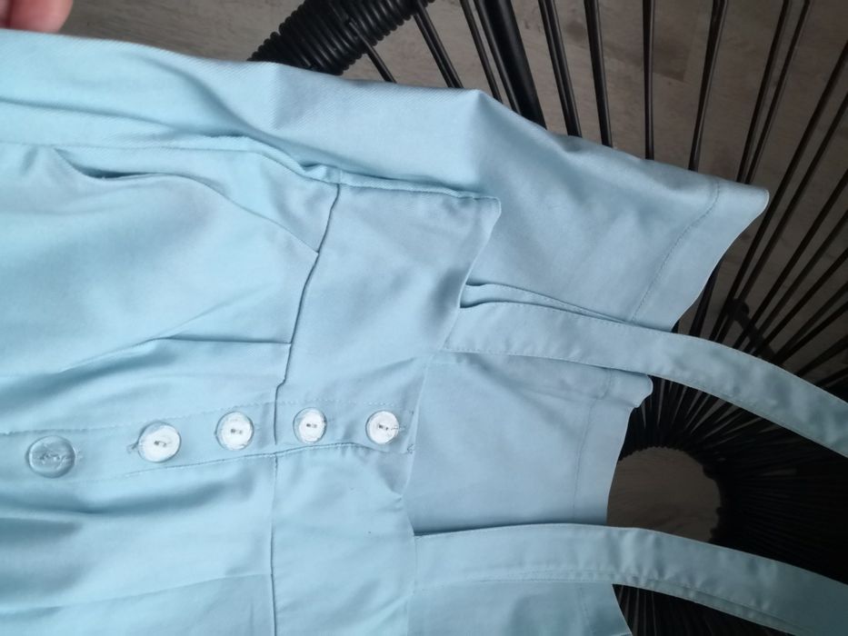 Блакитна спідниця сарафан плаття з бретелями сукня голубое платье