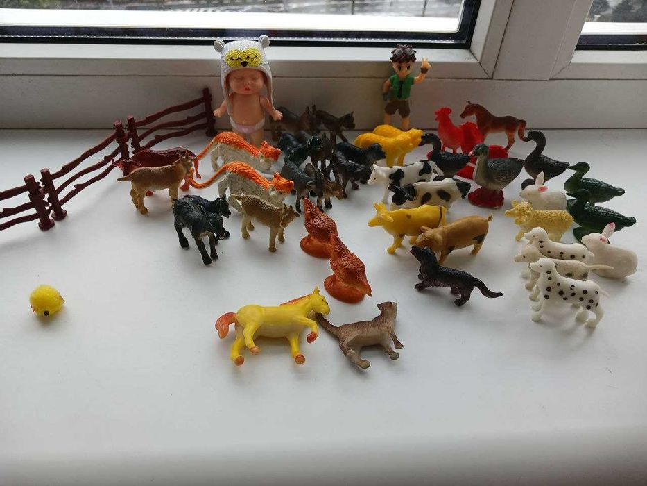 Фигурки животных (ферма, африка), маленькие